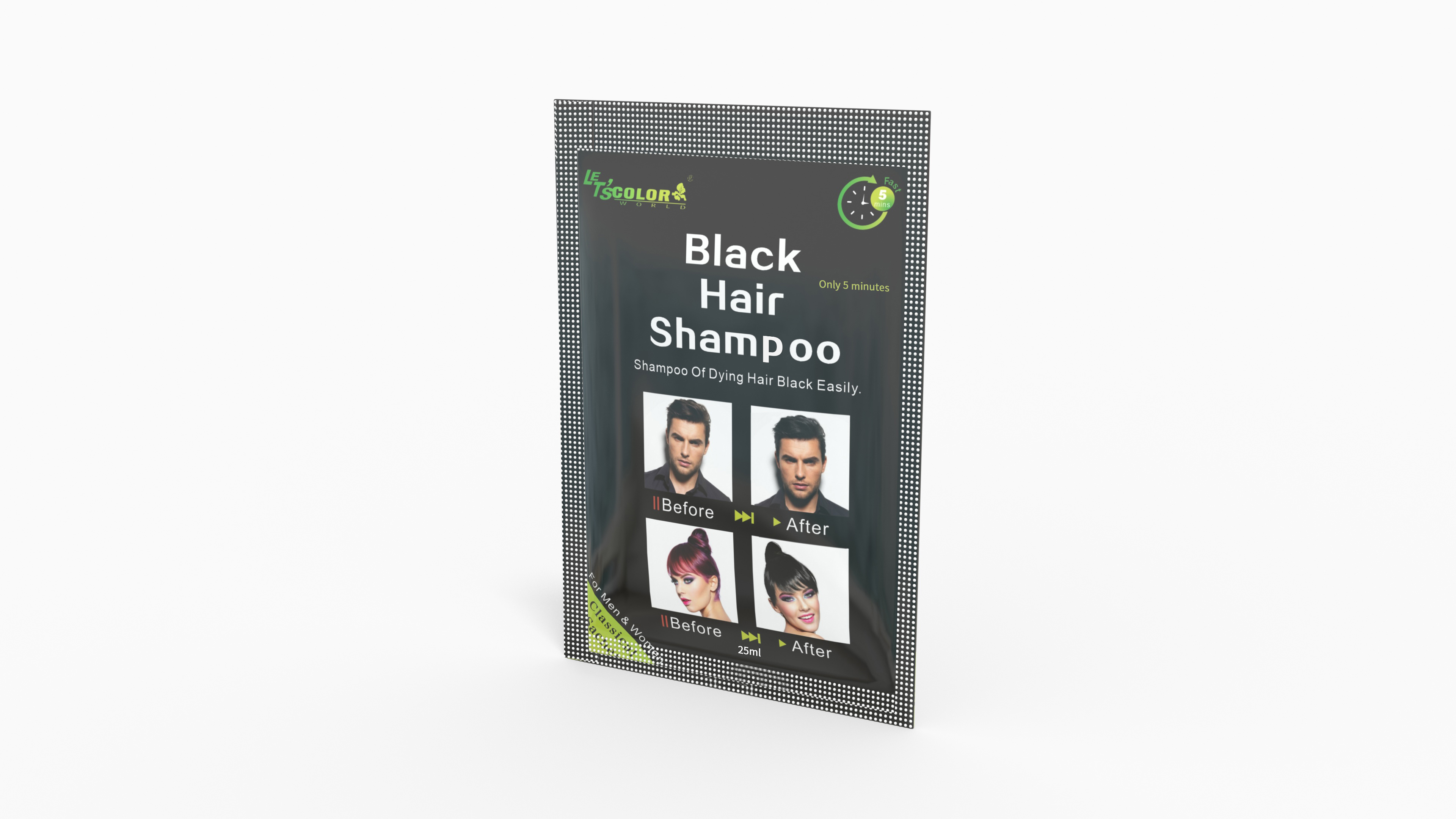 Champú de color de cabello de hombre orgánico negro natural